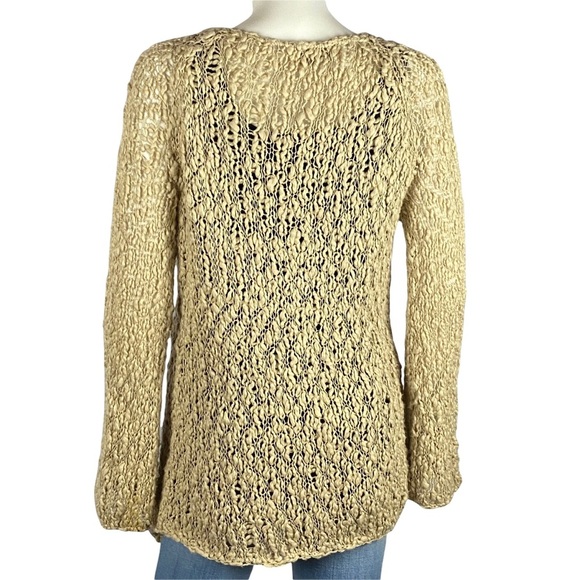 NATURE by Hand 100% Cotton Loose Knit Open Cardigan Sweater L - Picture 3 of 13